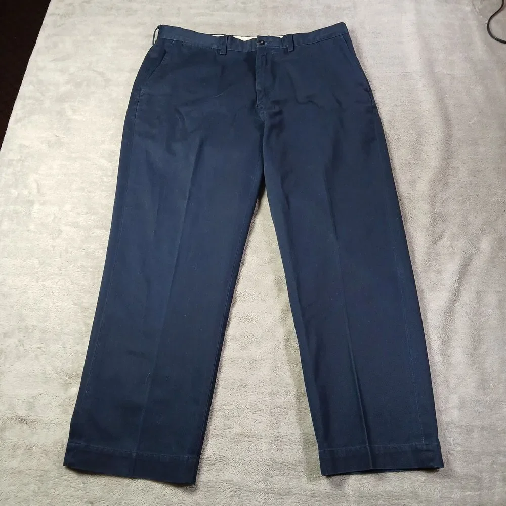 Polo Ralph Lauren Mens 36x28 Navy Blue Cotton Preston Chino Pants Preppy Classic